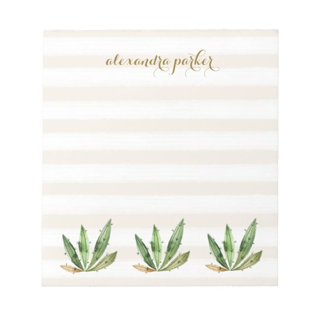Bloc De Notas Cactus Glam | Rayas Neutrales del Desierto (Frente)