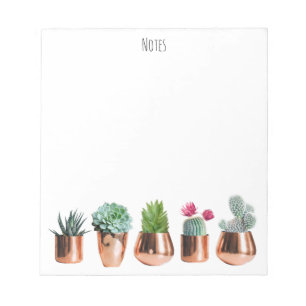 Bloc De Notas Cactus & Succulens en ollas de oro Rosa
