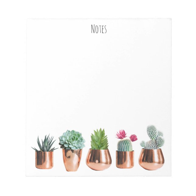 Bloc De Notas Cactus & Succulens en ollas de oro Rosa (Frente)