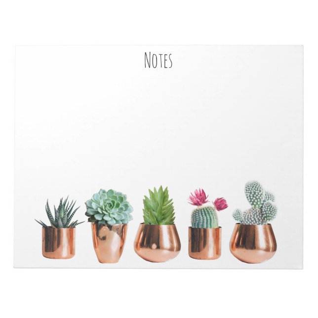 Bloc De Notas Cactus & Succulens en ollas de oro Rosa (Frente)