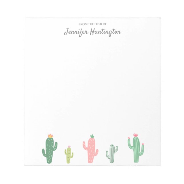 Bloc De Notas Cactus Suculento Retro Pastel Personalizado (Frente)