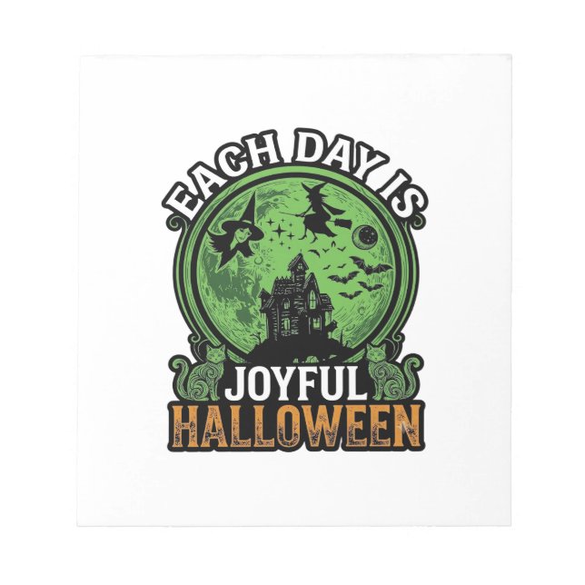 Bloc De Notas Cada Día Alegre Casa Embrujada de Halloween Bruja  (Frente)