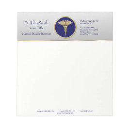 Bloc De Notas Caduceto médico profesional Gold Blue