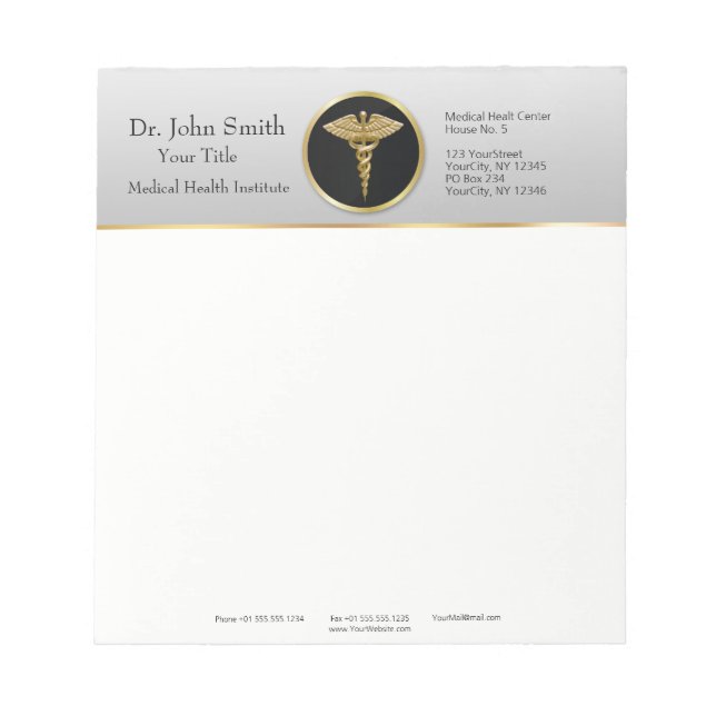 Bloc De Notas Caducto Médico Profesional Oro - Notepad (Frente)