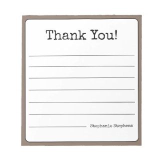 Bloc De Notas Café Marrón Retro Gracias Tu Nombre Rayado