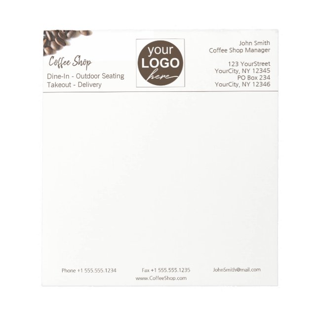 Bloc De Notas Café Rústico Beans Café Comprar Tu Logotipo (Frente)