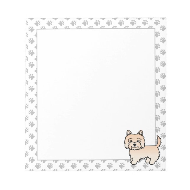 Bloc De Notas Cairn Terrier crema perro de dibujos animados lind (Frente)