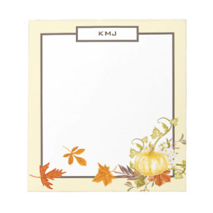Bloc De Notas Calabaza acuática y hojas  Notepad temática de o
