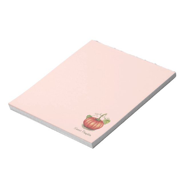 Bloc De Notas Calabaza Cuidada Con Vinas En Acuarela (Lado Izquierdo)