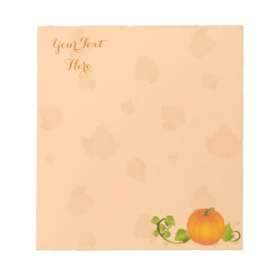 Bloc De Notas Calabaza de Vid de Otoño con Texto Personalizable
