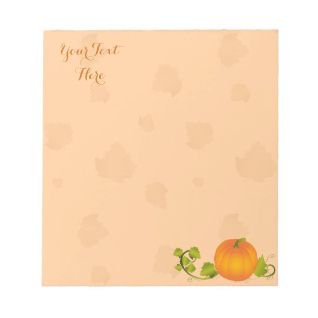 Bloc De Notas Calabaza de Vid de Otoño con Texto Personalizable (Frente)