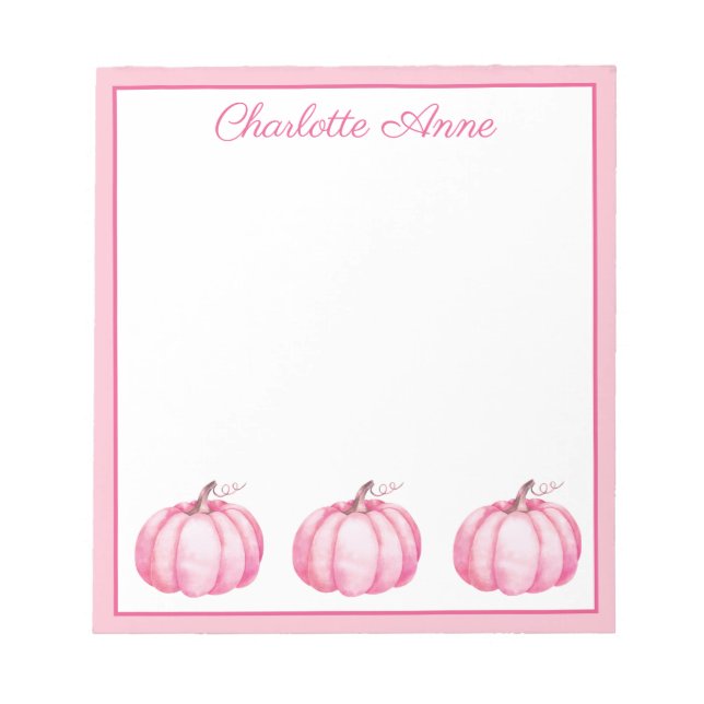 Bloc De Notas Calabazas Rosadas Personalizadas Lindas (Frente)