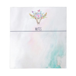 Bloc De Notas Calavera animal Boho con mariposas y flores