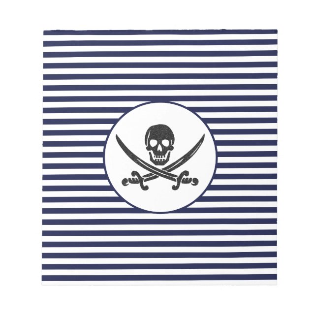 Bloc De Notas Calavera pirata naval y huesos cruzados (Frente)