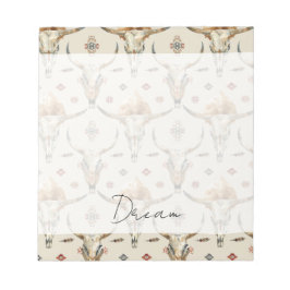 Bloc De Notas Calaveras de plumas nativas tribales de crema marr