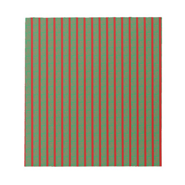 Bloc De Notas Calcetín de Navidad Rojo Verde sobre Rojo Verde (Frente)