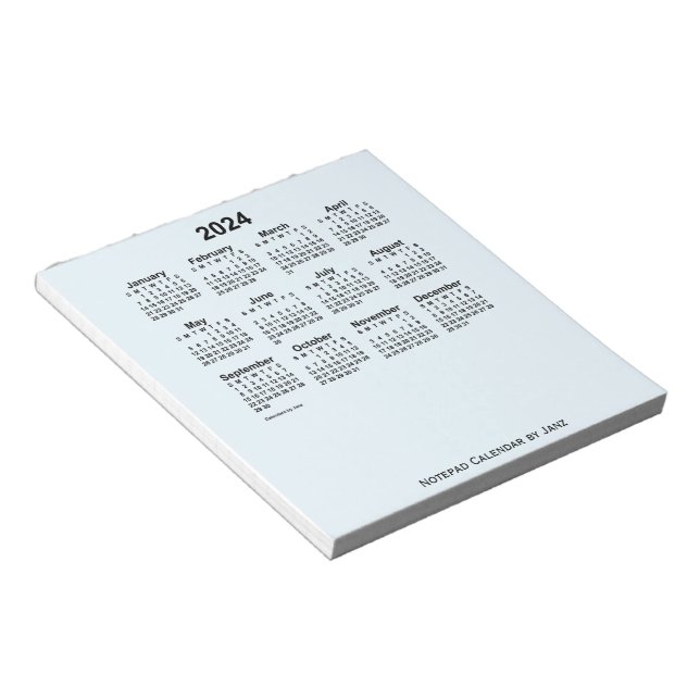 Bloc De Notas Calendario Alice Blue 2024 de Janz Small Notepad (Lado Derecho)