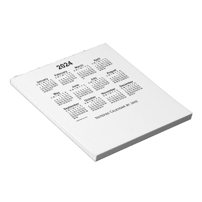 Bloc De Notas Calendario Blanco 2024 de Janz Small Notepad (Lado Derecho)