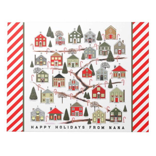 Bloc De Notas Calendario de Adviento personalizado de Navidad Bl (Frente)
