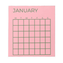 Calendario de organización verde rosado sin fecha