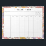 Bloc De Notas Calendario de planificación familiar simple con fl<br><div class="desc">Moderno Bloc de notas de calendario y planificación familiar personalizada de borde floral rosa y amarillo</div>