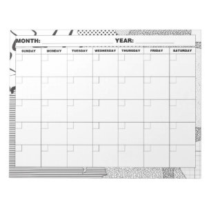 Bloc De Notas Calendario en blanco a montones blanco y negro de