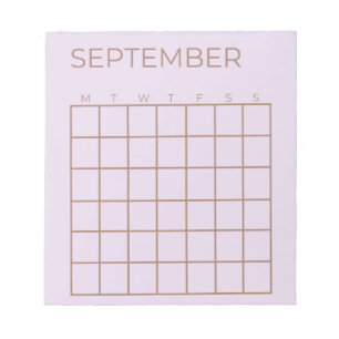Bloc De Notas Calendario Lilac de septiembre sin fecha para el p