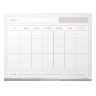 Bloc De Notas Calendario mensual