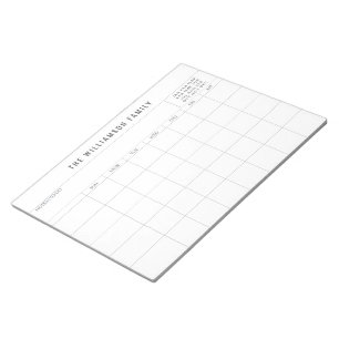 Bloc De Notas Calendario mensual de plan de familia simple Perso