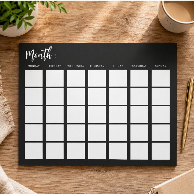 Bloc De Notas Calendario mensual en blanco  (Blank monthly calendar notepad)