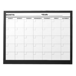 Bloc De Notas Calendario mínimo en blanco