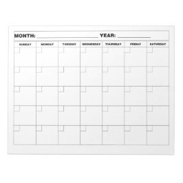 Bloc De Notas Calendario mínimo en blanco