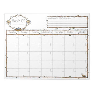 Bloc De Notas Calendario para Rellenar
