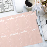 Bloc De Notas Calendario semanal de Personalizado del planificad<br><div class="desc">Letras de estilo de pinceles blancos,  alineadas. Personalizar con su propio color de fondo,  haga clic en "personalizar" para cambiar el color a la derecha; utilice la herramienta para el cuentagotas,  "avanzado" para todo el espectro.</div>