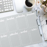 Bloc De Notas Calendario semanal de Personalizado del planificad<br><div class="desc">Letras con estilo de pinceles blancos. Personalizar con su propio color de fondo,  haga clic en "personalizar" para cambiar el color a la derecha; utilice la herramienta para el cuentagotas,  "avanzado" para todo el espectro. La versión en línea también está disponible.</div>