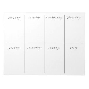 Bloc De Notas Calendario semanal en blanco del planificador