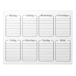 Bloc De Notas Calendario simple de planificación semanal de limp