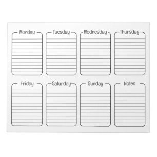 Bloc De Notas Calendario simple de planificación semanal de limp