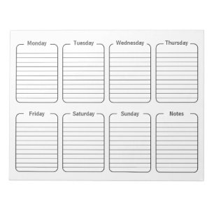 Bloc De Notas Calendario simple de planificación semanal de limp