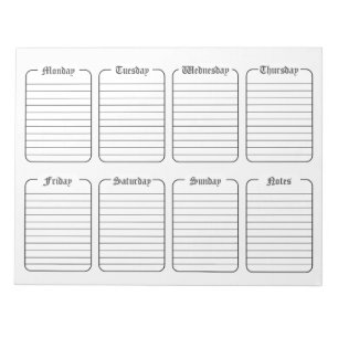 Bloc De Notas Calendario simple de planificación semanal de limp
