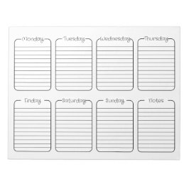Bloc De Notas Calendario simple de planificación semanal de limp