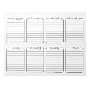 Bloc De Notas Calendario simple de planificación semanal de limp