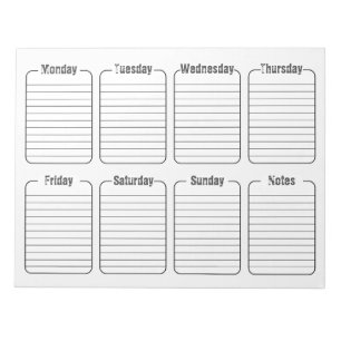Bloc De Notas Calendario simple de planificación semanal de limp