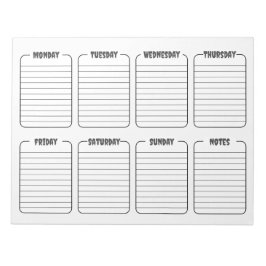 Bloc De Notas Calendario simple de planificación semanal de limp