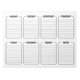Bloc De Notas Calendario simple de planificación semanal de limp