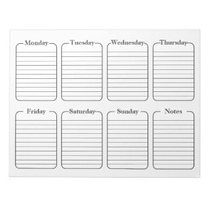 Bloc De Notas Calendario simple de planificación semanal de limp