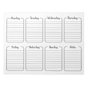 Bloc De Notas Calendario simple de planificación semanal de limp