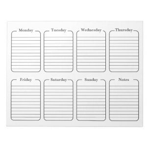 Bloc De Notas Calendario simple de planificación semanal de limp