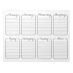 Bloc De Notas Calendario simple de planificación semanal de limp