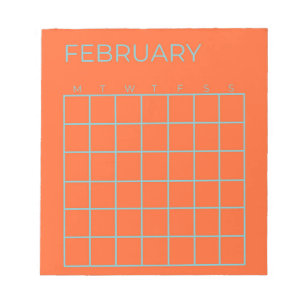 Bloc De Notas Calendario sin fecha de febrero de Blue Tosca nara